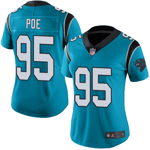 Carolina Panthers Limited Blue Women Dontari Poe Jersey NFL Football #95 Rush Vapor Untouchable->youth nfl jersey->Youth Jersey